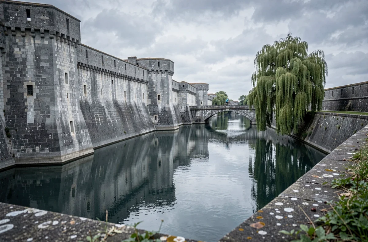 Les remparts de Vauban et les douves de Bergues, cité fortifiée du Nord de la France