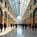 Intérieur d'un centre commercial parisien moderne et élégant