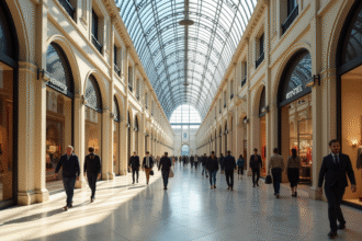 Intérieur d'un centre commercial parisien moderne et élégant