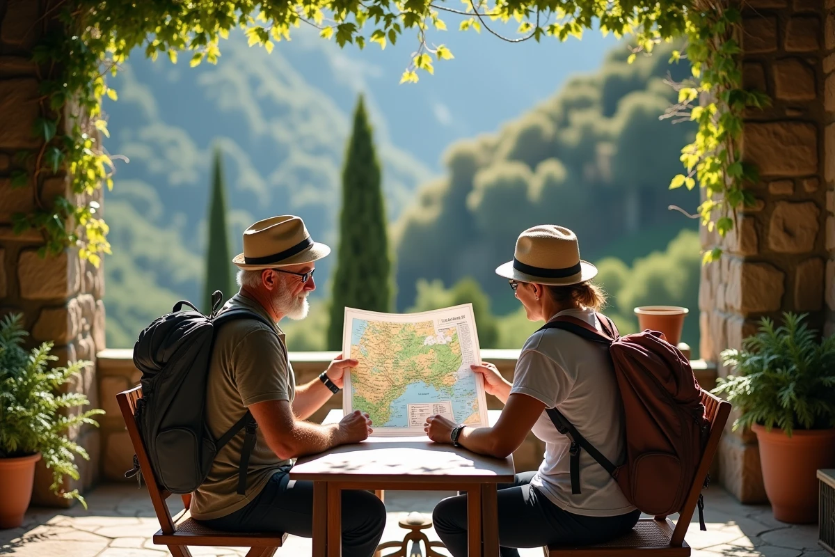 Couple de randonneurs étudiant une carte de Cinque Terre