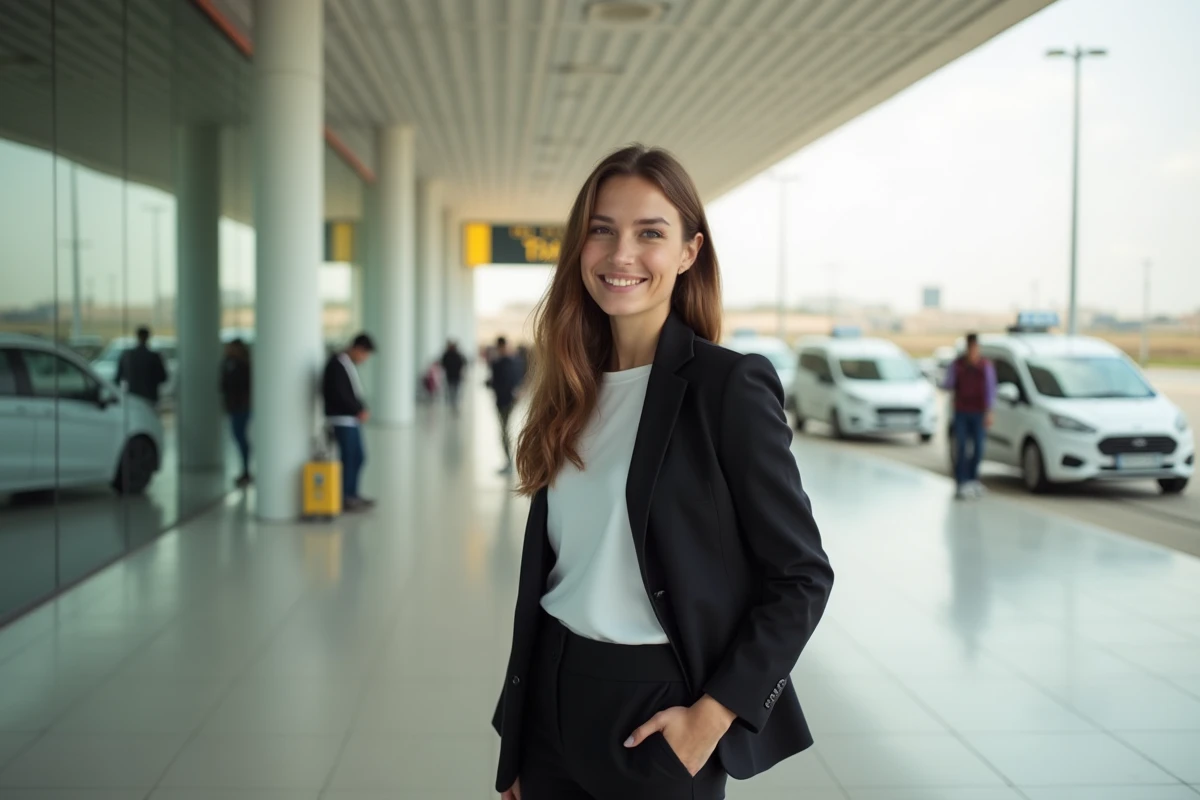 Jeune femme souriante attendant devant l