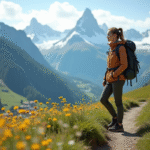 Jeune femme en randonnée dans les Alpes autrichiennes