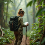 Jeune femme en pleine nature dans la jungle amazonienne