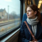 Jeune femme en train voyageant en train Amtrak