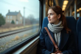 Jeune femme en train voyageant en train Amtrak