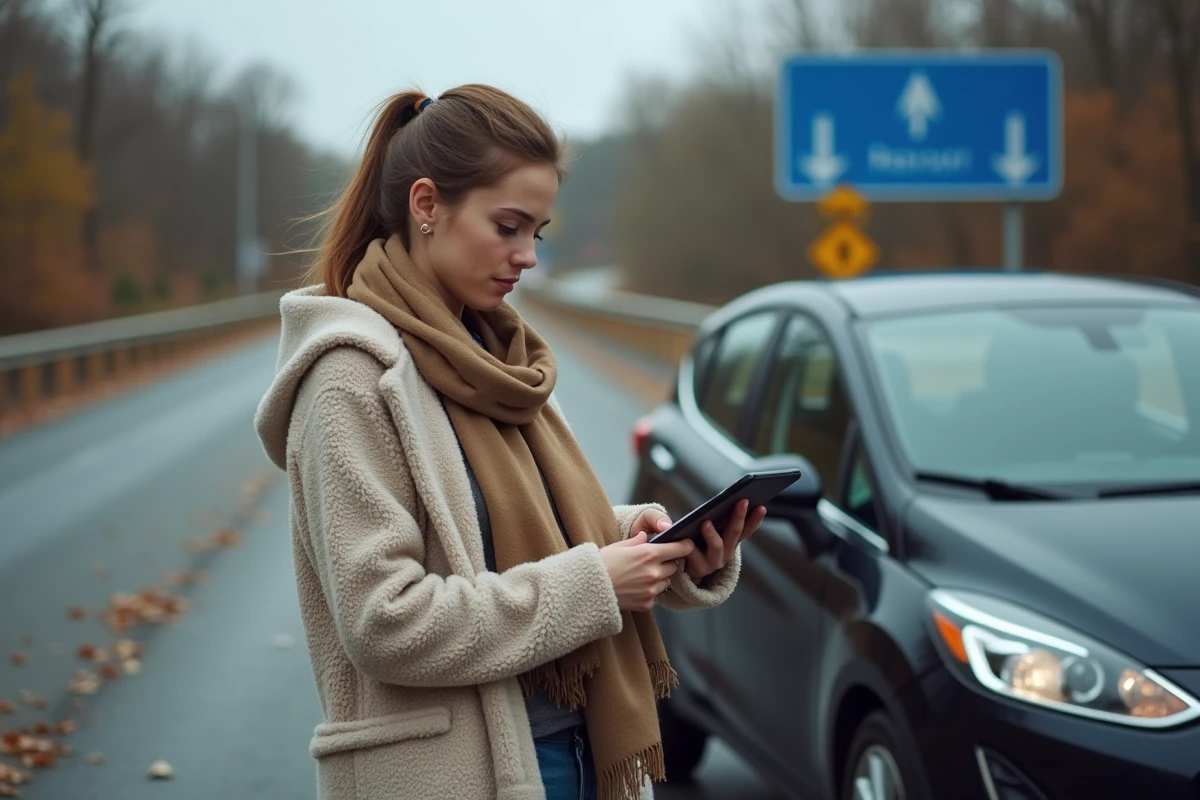 Femme vérifiant son itinéraire sur une tablette au repos