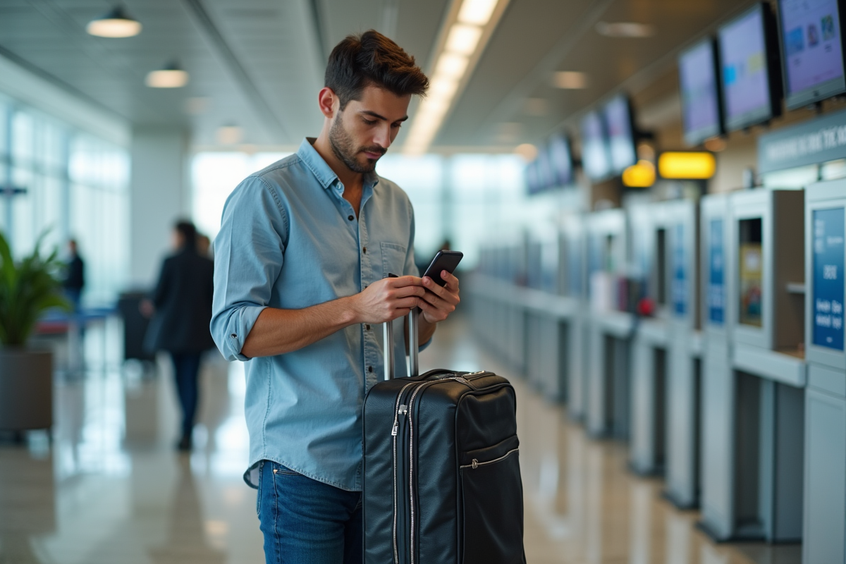 Jeune homme vérifiant sa liste de voyage à l