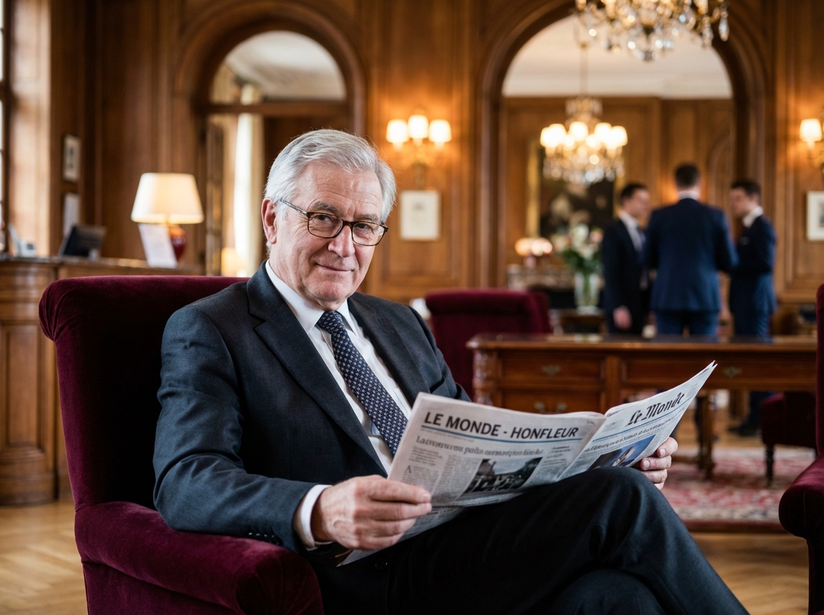 Homme élégant dans un hôtel de luxe à Honfleur