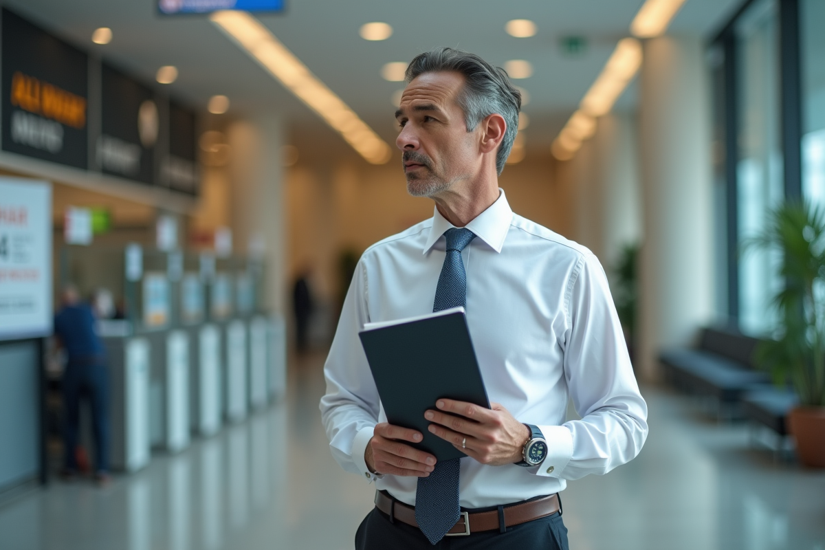 Homme dans un hall d