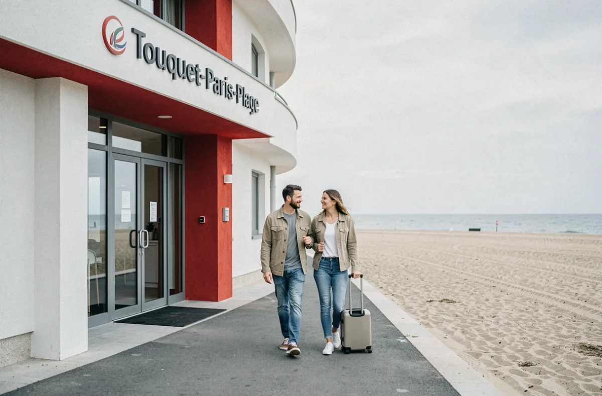 Façade moderne de l'Hotel Red Fox au Touquet-Paris-Plage avec vue sur la plage de sable