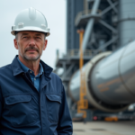 Ingénieur aérospatial près d'une fusée Ariane 6 en extérieur