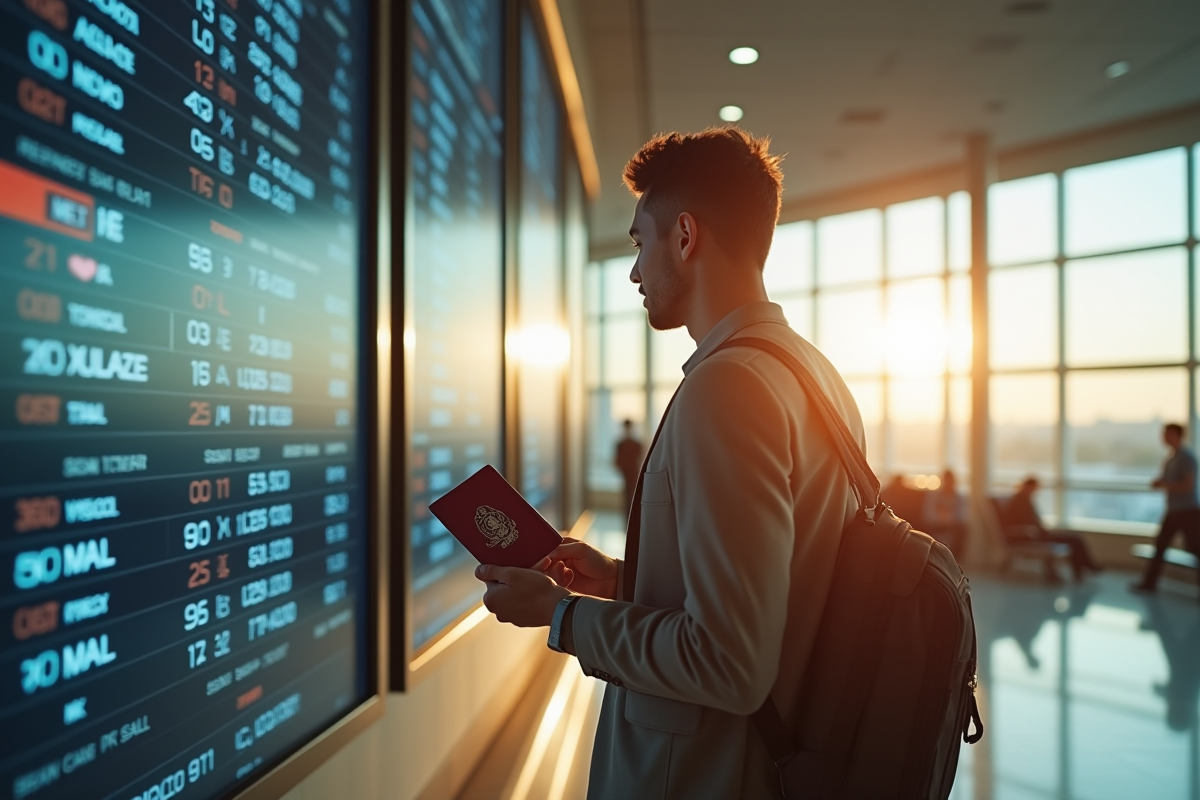 Jeune voyageur avec passeport à l'aéroport pour l'Australie