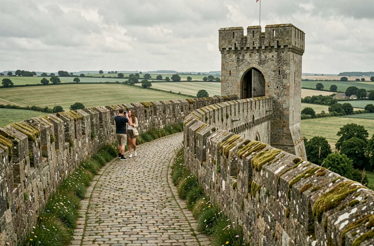 Les remparts médiévaux et les pavés de Montreuil-sur-Mer, ancienne cité fortifiée du Pas-de-Calais