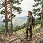 Randonneuse contemplant la vallée de Bitola depuis les sentiers du parc national de Pelister en Macédoine du Nord