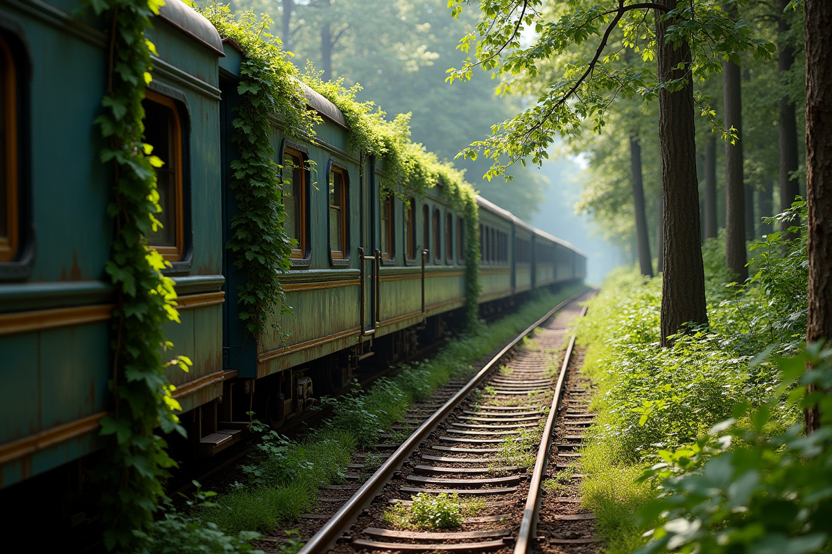 Voiture abandonnée de l Orient Express envahie de végétation